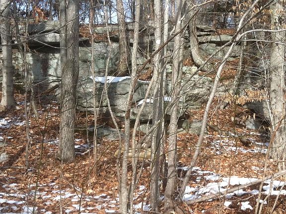 Rock outcropping in front of house