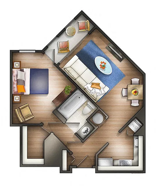 Floor plan 1 Bedroom - 1E