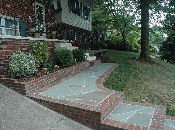 Brand new flagstone and brick walkway