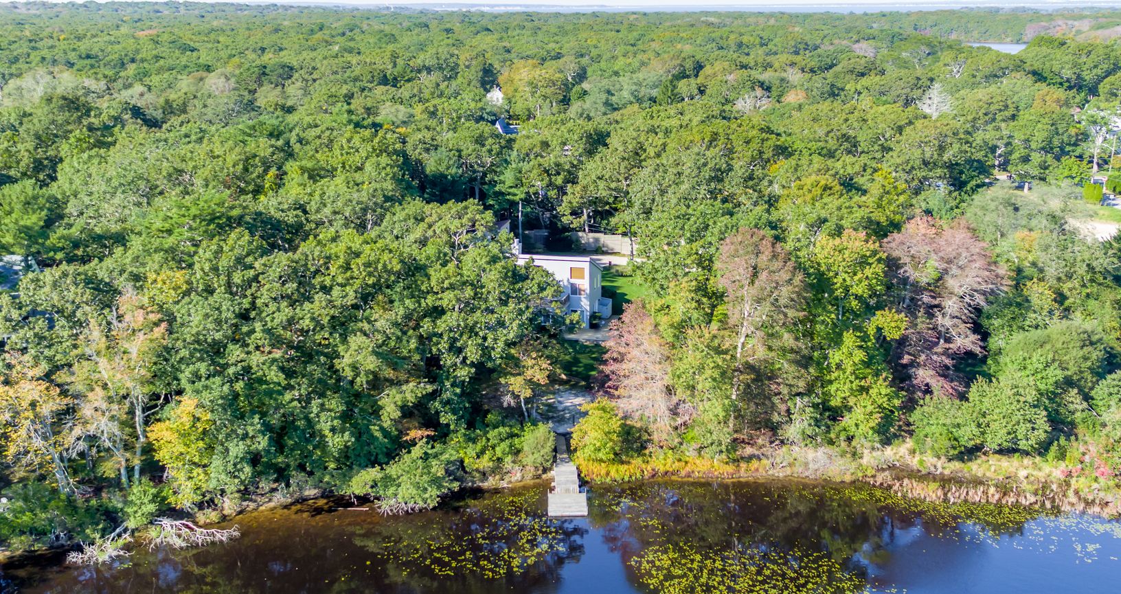  Aerial of Home and Dock on 1.53 Acre, Composed of 3 lots