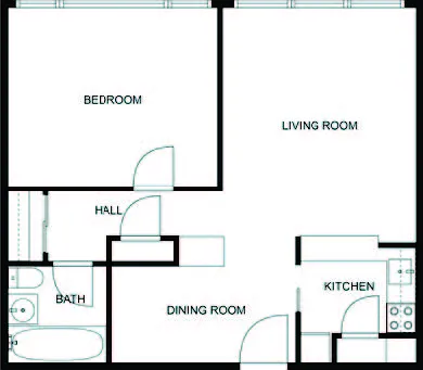 Floor plan 1 Bed 1 Bath