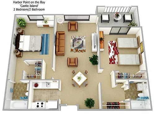 Floor plan 2 Bedroom 2 Bathroom Balcony