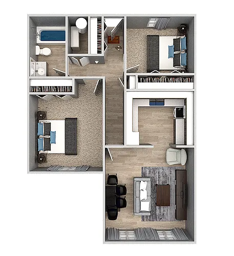 Floor plan 2 Bedroom 1 Bath