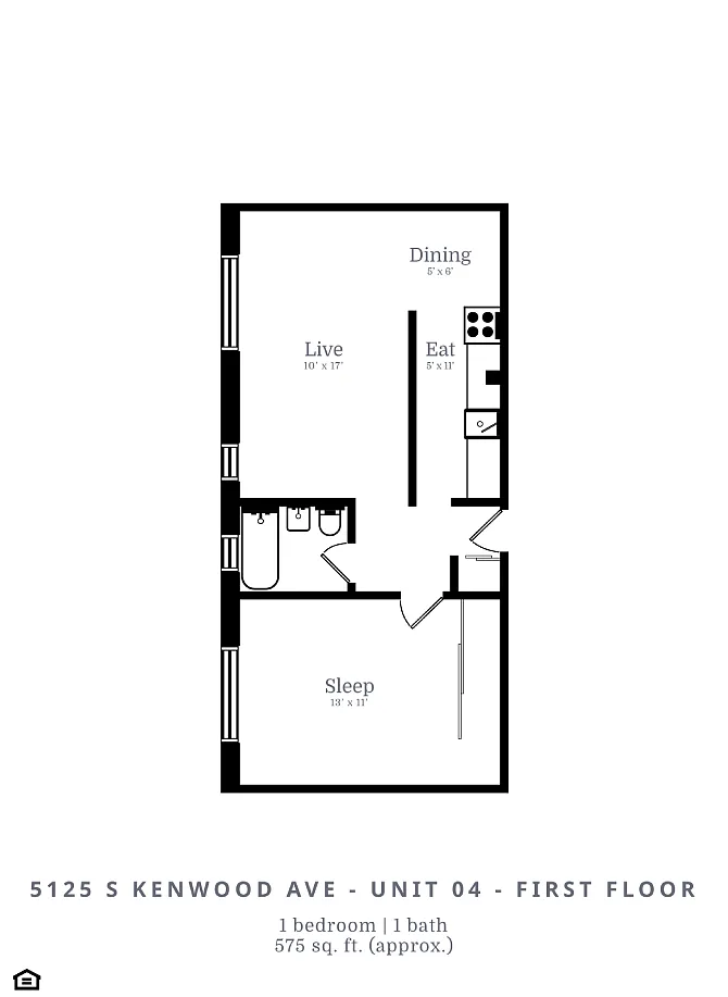 Floor plan 1 Bed | 1 Bath (B4)