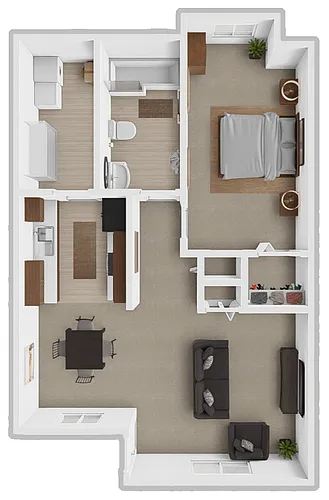 Floor plan 1 Bed 1 Bath