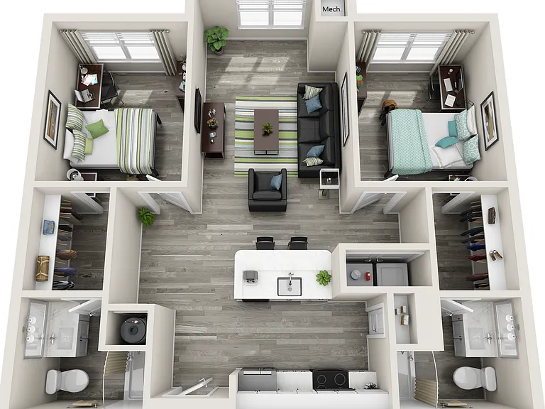 The Flats at Carrs Hill 2x2 Premium Floor Plan The Flats at Carrs Hill 2x2 Premium Floor Plan