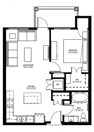 Floor plan One Bedroom B