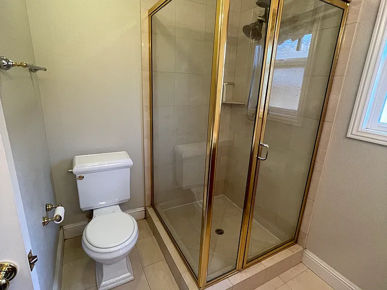 Master Bathroom-Elegant marble shower and floor.