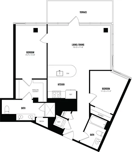 Floor plan 2 Bed/2 Bath-F7