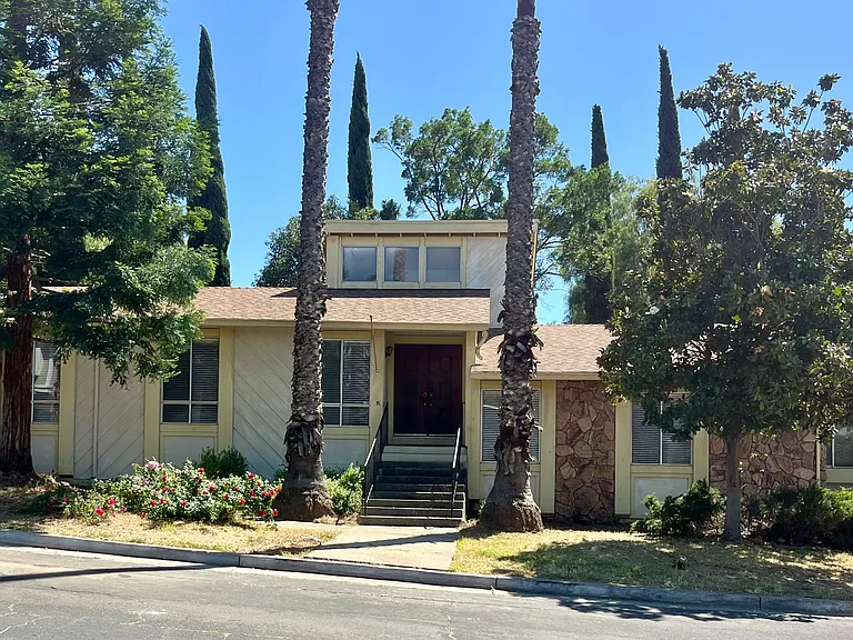 Front yard with automatic sprinklers