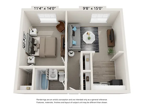 Floor plan 1 Bed 1 Bath Small