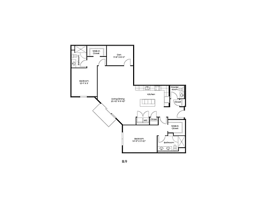 Floor plan B9 Two Bedroom Two Bathroom