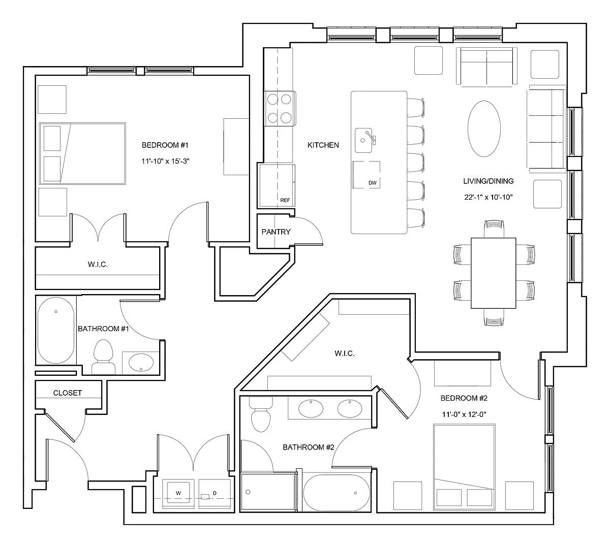 Floor plan 2 Bed/2 Bath-B4-Dundee