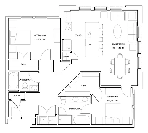 Floor plan 2 Bed/2 Bath-B4-Dundee