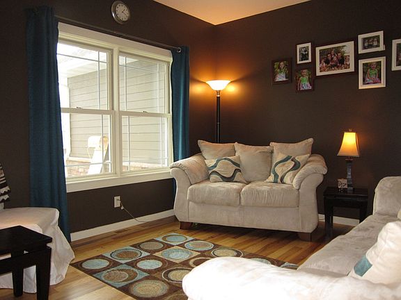 Formal living room with hickory floors