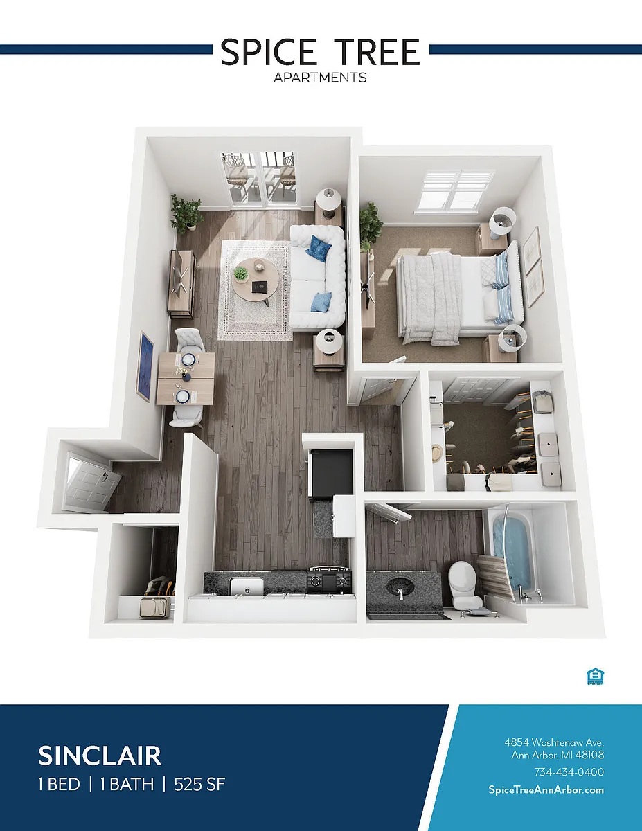 Floor plan 1x1 - 1 bdrm small