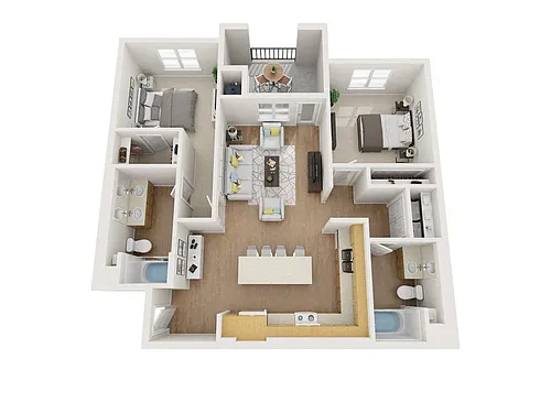 Floor plan B2: 2 Bed 2 Bath