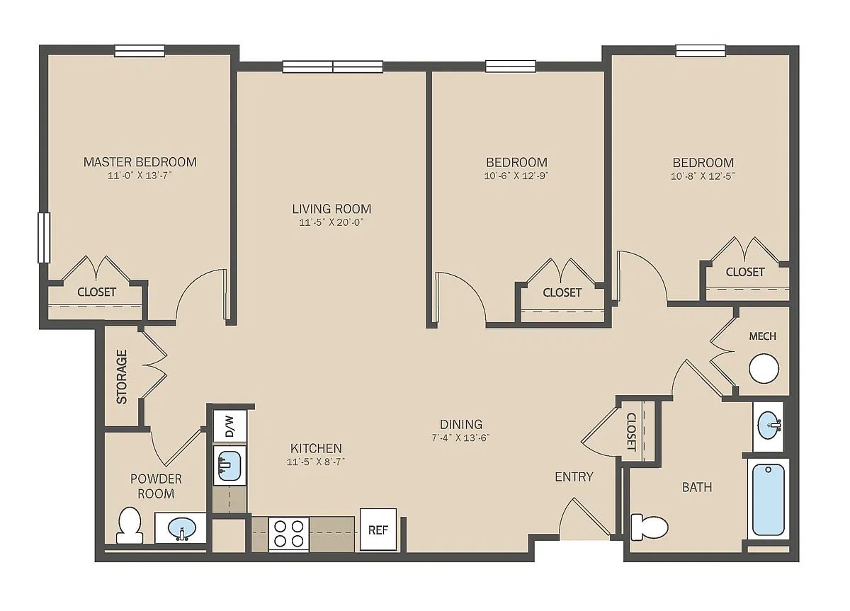 Floor plan 3 Bedroom WAITLIST