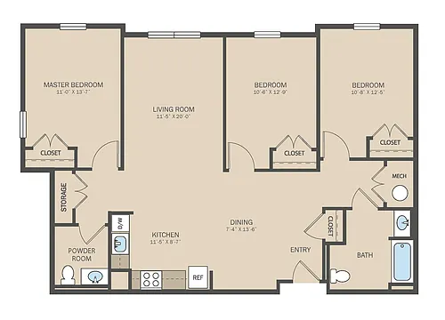 Floor plan 3 Bedroom WAITLIST