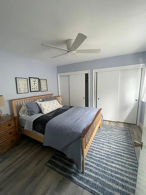 Bedroom with queen bed large closet