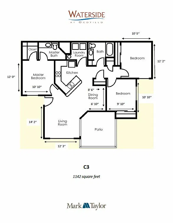 Floor plan Three Bedroom/Two Bath (c3-062)