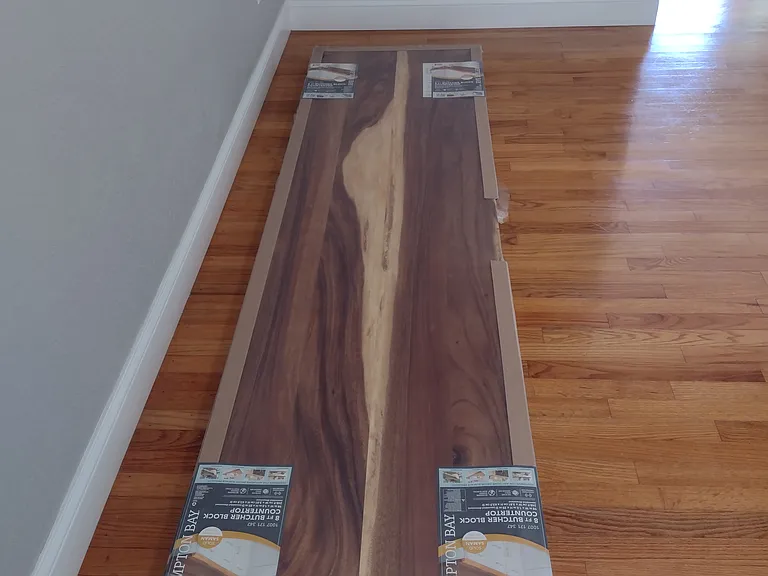 New to be installed Sept live edge counter tops. Commercial grade work sink and wall tile back splash