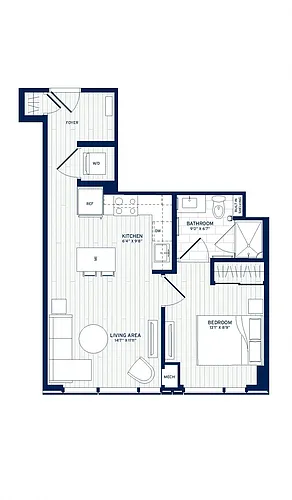 Floor plan 1 Bed/1 Bath-D6