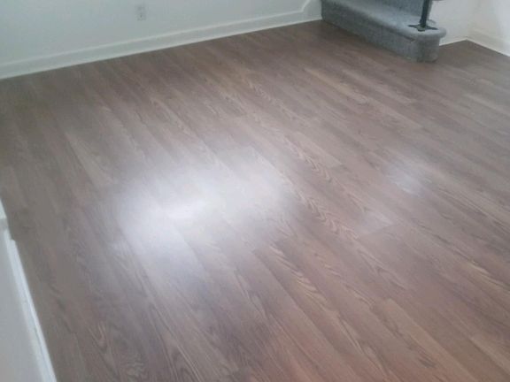 Brand new hard wood floors in the living room.