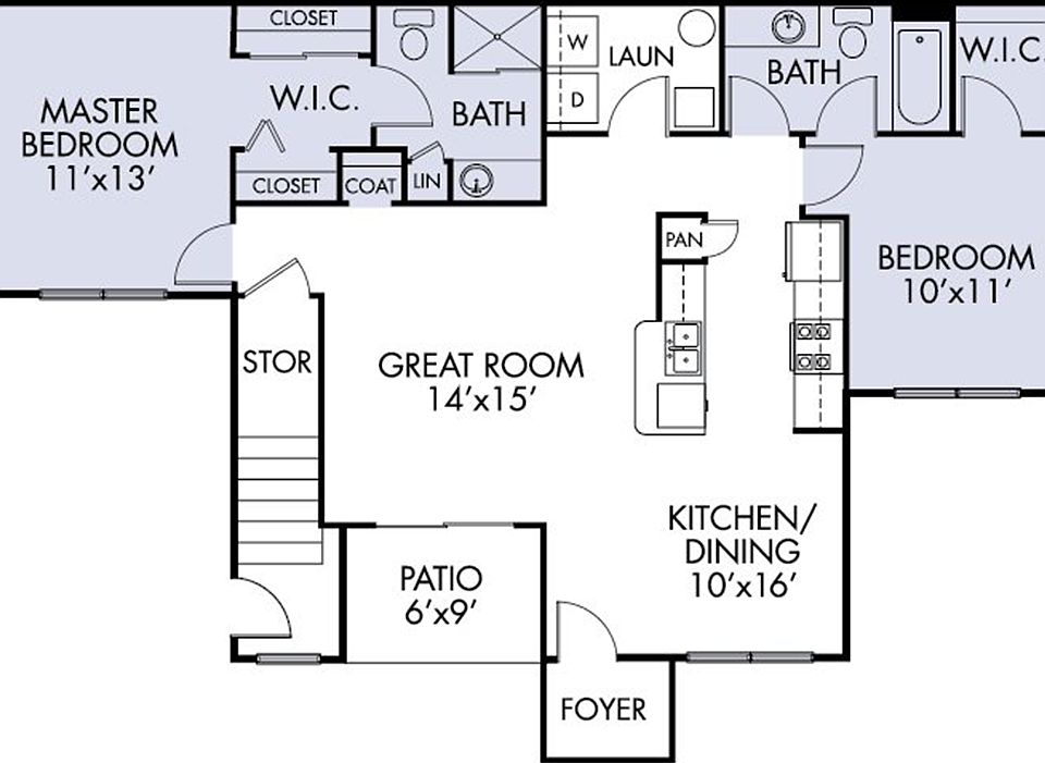 Two bed/two bath floorplan