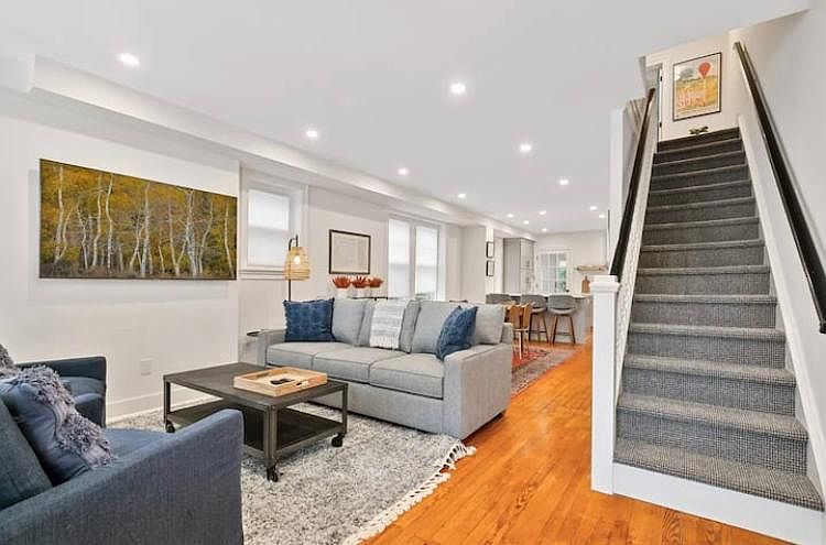 Living area with large screen TV