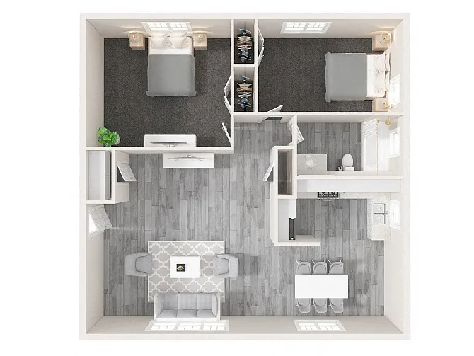 Floor plan 2 Bedroom, 1 Bathroom