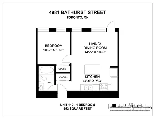 Floor plan 1 Bedroom 1 Bed 1 Bath