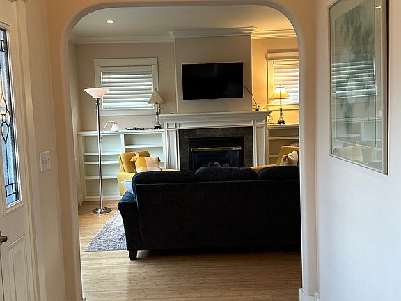 Living room gas fireplace and smart TV