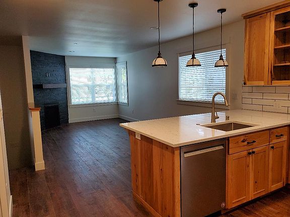 living, dining room view from kitchen