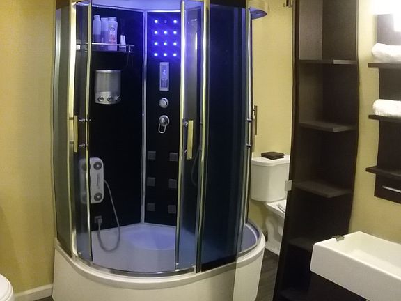 Master Bath with wet Sauna