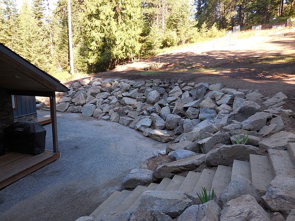 Stone landscaping with steps
