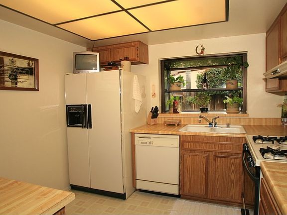 View of kitchen from dining area