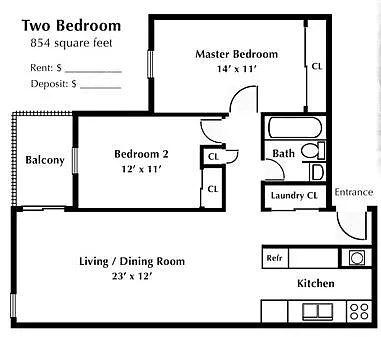 Floor plan 2-Bedroom Standard