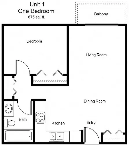 Floor plan 1 Bedroom F