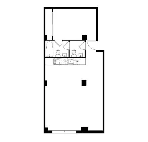 Floor plan 1 Bedroom 1.5 Bath