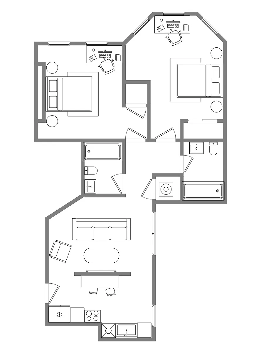 Floor plan 2 Bed 2 Bath