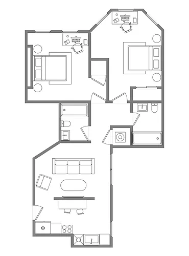 Floor plan 2 Bed 2 Bath