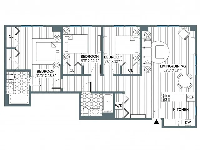 Floor plan River (1113 SF)