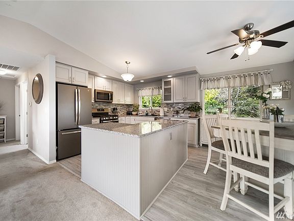 Bead board on the kitchen island gives it a classic stylish look.