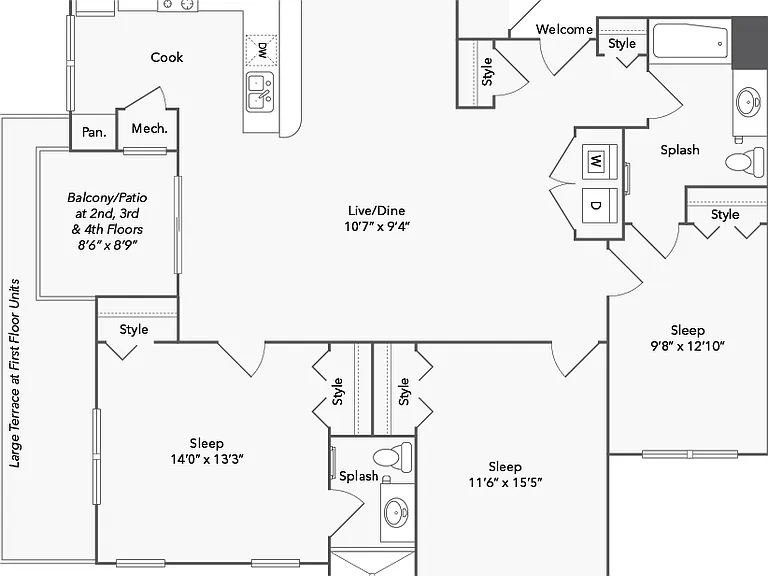 Canton 3 Bed x 2 Bath Floorplan Canton 3 Bed x 2 Bath Floorplan