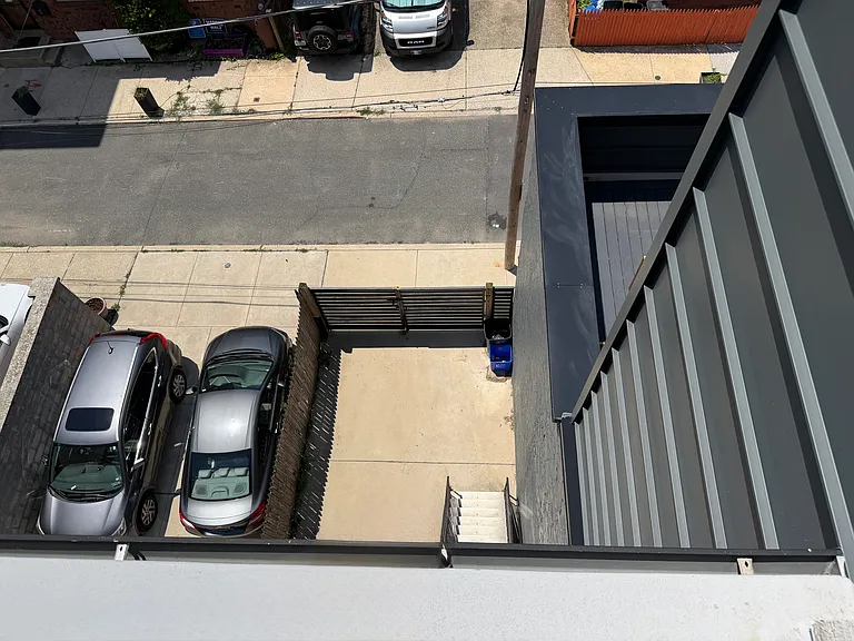Elevated view of parking area