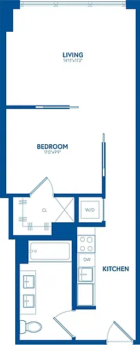 Floor plan 1 Bedroom, 1 Bath - 601