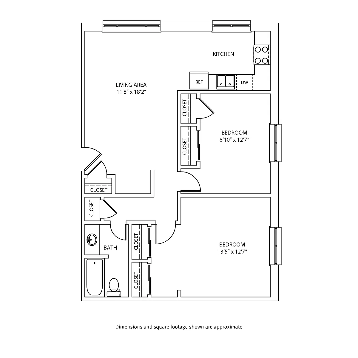 Floor plan 2 Bedroom / 1 Bath_873