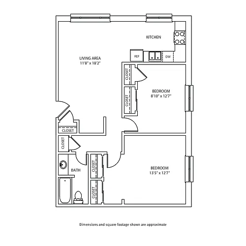 Floor plan 2 Bedroom / 1 Bath_873