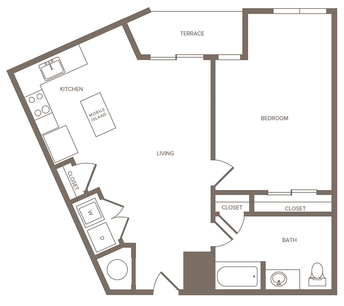 Floor plan 1 Bed/1 Bath-H